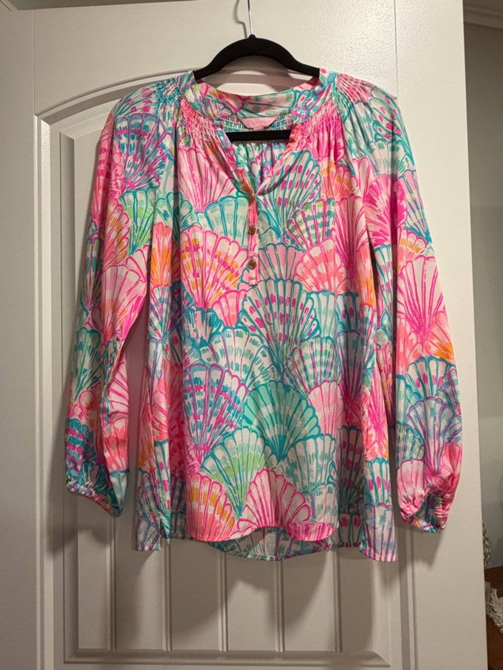 Lilly Pulitzer Bright Multicolor Shell-Print Women's Blouse